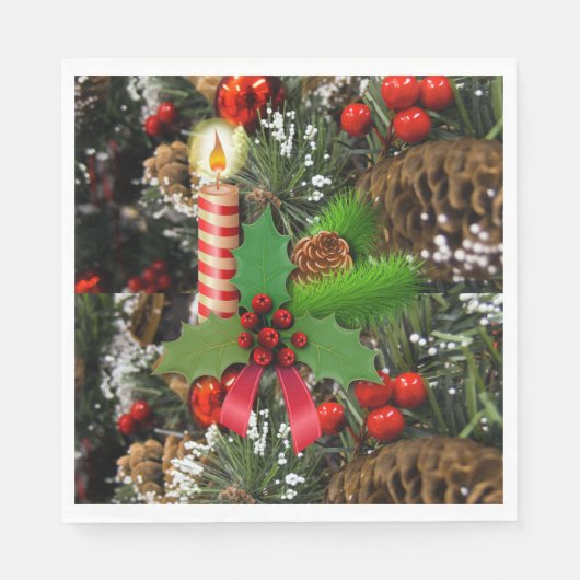 Kerstmutsjes, Prettig Kerstfeest, Kaars Servet (Voorkant)