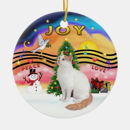 Kerstmuziek2 - Turks Van Cat Keramisch Ornament (Voorkant)