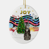 Kerstmuziek #1 - Bruine Tabby Tijgerkat Keramisch Ornament (Rechts)