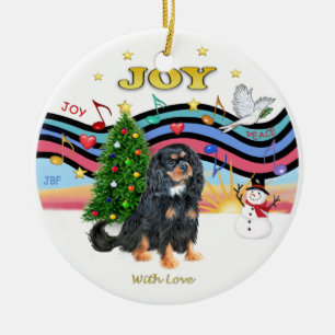 Kerstmuziek 1 - Cavalier (Zwart en Lichtbruin) Keramisch Ornament