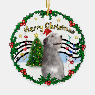 Kerstmuziek 1 - MC - Ierse Wolfshond (hoed) Keramisch Ornament
