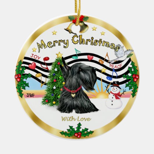 Kerstmuziek 1 - Schotse Terrier Keramisch Ornament (Voorkant)