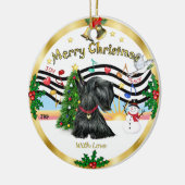 Kerstmuziek 1 - Schotse Terrier Keramisch Ornament (Links)
