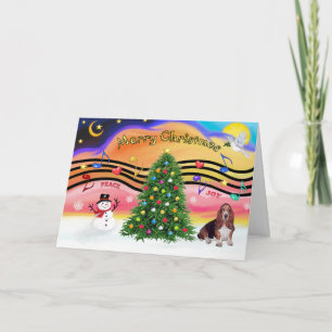 Kerstmuziek 2 - Basset Hound Feestdagen Kaart