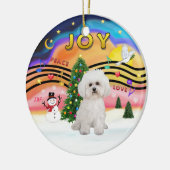 Kerstmuziek 2 - Bichon Frise 2 Keramisch Ornament (Links)