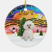 Kerstmuziek 2 - Bichon Frise 2 Keramisch Ornament (Achterkant)