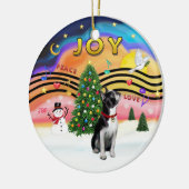 Kerstmuziek 2 - Boston Terrier Keramisch Ornament (Links)