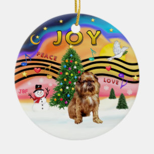 Kerstmuziek 2 - Brussels Griffon (rood/bruin) Keramisch Ornament