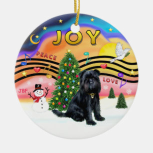 Kerstmuziek 2 - Brussels Griffon (zwart) Keramisch Ornament