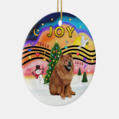 Kerstmuziek 2 - Chow Chow (rood) Keramisch Ornament (Rechts)