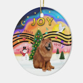 Kerstmuziek 2 - Chow Chow (rood) Keramisch Ornament (Links)