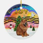Kerstmuziek 2 - Chow Chow (rood) Keramisch Ornament (Achterkant)