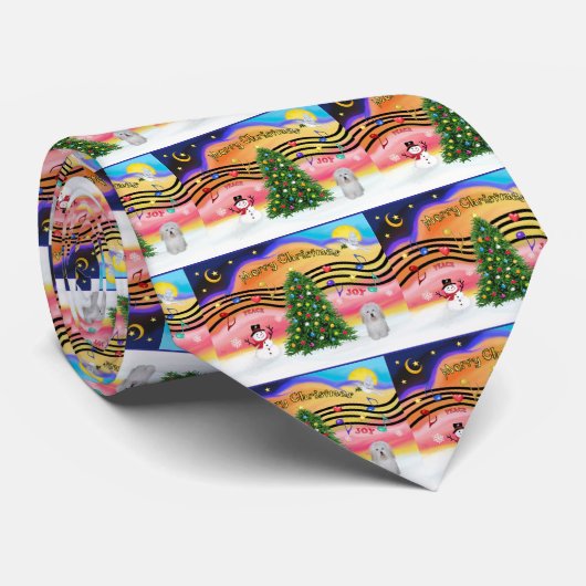 Kerstmuziek 2 - Coton De Tulear Stropdas (Opgerold)