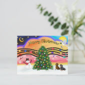 Kerstmuziek 2 - Dachshunds (twee) Feestdagenkaart (Staand voorkant)