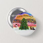 Kerstmuziek 2 - Dachshunds (twee) Ronde Button 5,7 Cm (Voorkant /achterkant)