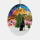 Kerstmuziek 2 - Dobermann 1 Keramisch Ornament (Rechts)