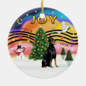 Kerstmuziek 2 - Dobermann 1 Keramisch Ornament (Achterkant)