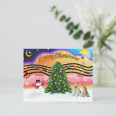 Kerstmuziek 2 - Fox Terriers (met twee wieren) Feestdagenkaart (Staand voorkant)