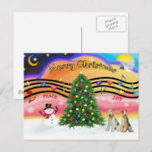 Kerstmuziek 2 - Fox Terriers (met twee wieren) Feestdagenkaart (Voorkant / Achterkant)