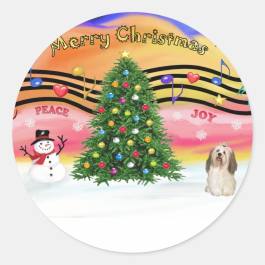 Kerstmuziek 2 - Havanese 2 Ronde Sticker (Voorkant)