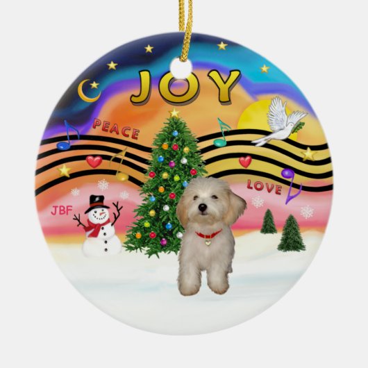 Kerstmuziek 2 - Havanese puppy Keramisch Ornament (Voorkant)