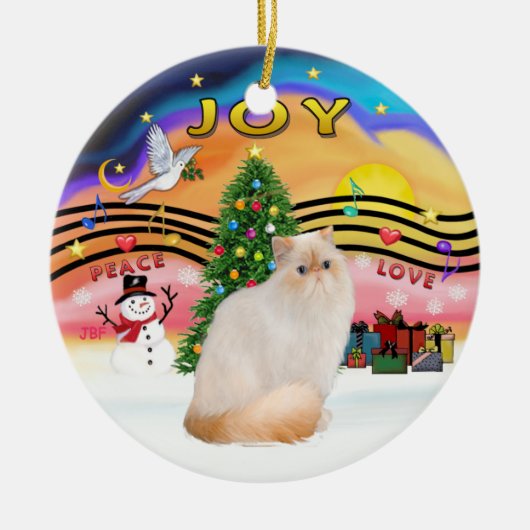Kerstmuziek #2 - Himalayan Flame Point Kat Keramisch Ornament (Voorkant)