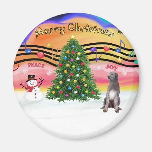 Kerstmuziek 2 - Ierse Wolfhound 1 Magneet (Voorkant)