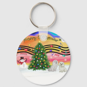 Kerstmuziek 2 - Maltees (twee) Sleutelhanger