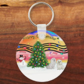 Kerstmuziek 2 - Maltees (twee) Sleutelhanger (Voorkant)