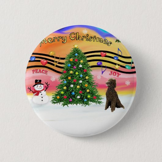 Kerstmuziek 2 - Poedel (Chocolade Standaard) Ronde Button 5,7 Cm (Voorkant)