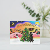 Kerstmuziek 2-poedel-zwart Standaard Feestdagenkaart (Staand voorkant)