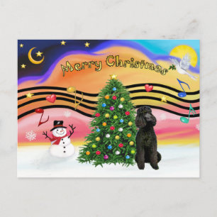 Kerstmuziek 2-Poodle-Zwart Standard Feestdagenkaart