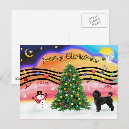 Kerstmuziek 2 - Portugese waterhond 2 Feestdagenkaart (Voorkant / Achterkant)