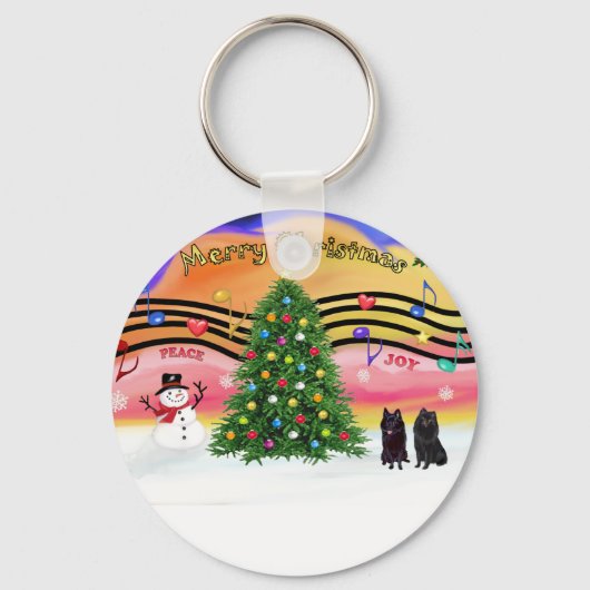 Kerstmuziek 2 - Schipperke (twee) Sleutelhanger (Voorkant)