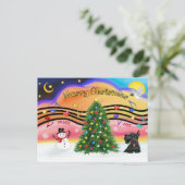 Kerstmuziek 2 - Schotse Terriër 12 Feestdagenkaart (Staand voorkant)