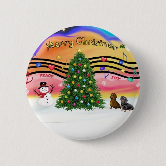 Kerstmuziek 2 - Teckel (twee) Ronde Button 5,7 Cm (Voorkant)
