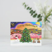 Kerstmuziek 2 - Welsh Corgi (2 Pembroke) Feestdagenkaart (Staand voorkant)