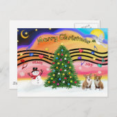 Kerstmuziek 2 - Welsh Corgi (2 Pembroke) Feestdagenkaart (Voorkant / Achterkant)