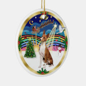 Kerstmuziek 5 - Basenji Keramisch Ornament (Rechts)
