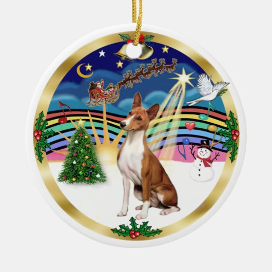 Kerstmuziek 5 - Basenji Keramisch Ornament (Voorkant)