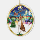 Kerstmuziek 5 - Basenji Keramisch Ornament (Links)