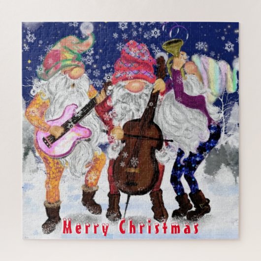 Kerstmuziek Band Gnomes Puzzel (Verticaal)