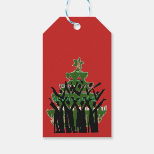 Kerstmuziek Carol Singers Gospel Choir Red Cadeaulabel (Voorkant)