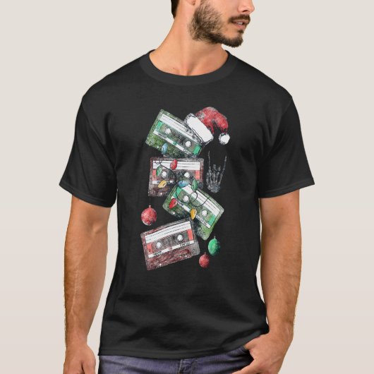 Kerstmuziek Cassettebandjes Retro Xmas Jolly Se T-shirt (Voorkant)