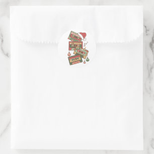 Kerstmuziek Cassettes Ronde Sticker