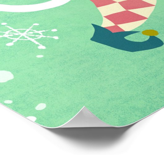 Kerstmuziek Elf Cat Art Print (Hoek)