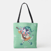 Kerstmuziek Elf Cat Green Tote Bag (Achterkant)