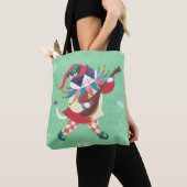 Kerstmuziek Elf Cat Green Tote Bag (Dichtbij)