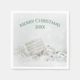 Kerstmuziek en kerstversiering in de sneeuw servet