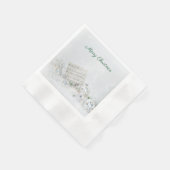 Kerstmuziek en ornamenten in sneeuw servet (Hoek)